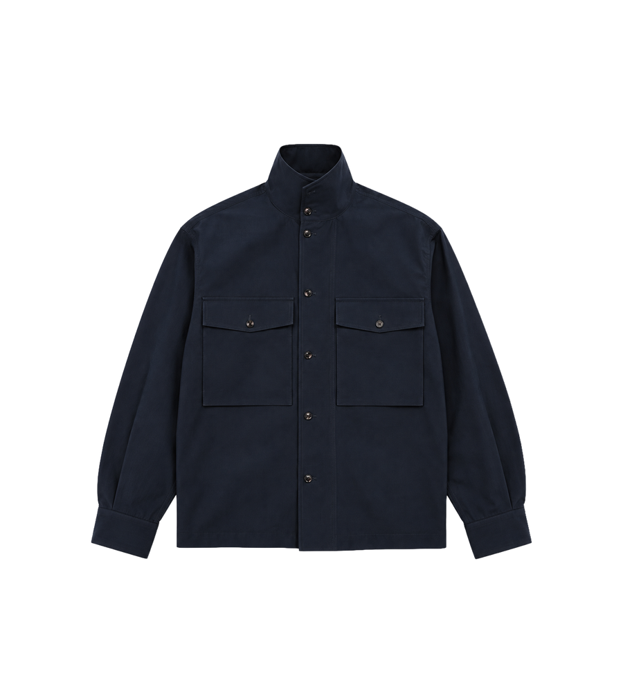 Cotton And Silk Shirt Midnight Blue