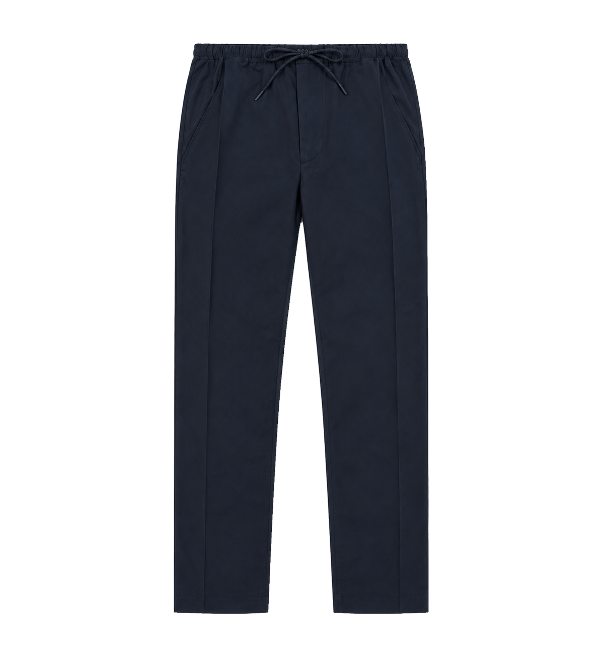 Cotton-Silk Drawstring Trousers Blue
