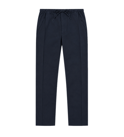 Cotton-Silk Drawstring Trousers Blue