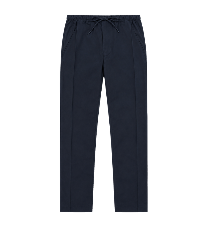 Cotton-Silk Drawstring Trousers Blue