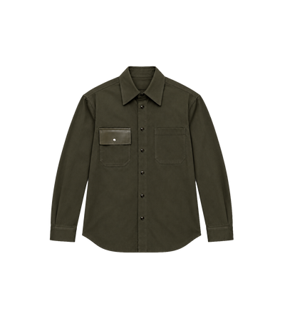 Cotton Gabardine Shirt Dark Juniper
