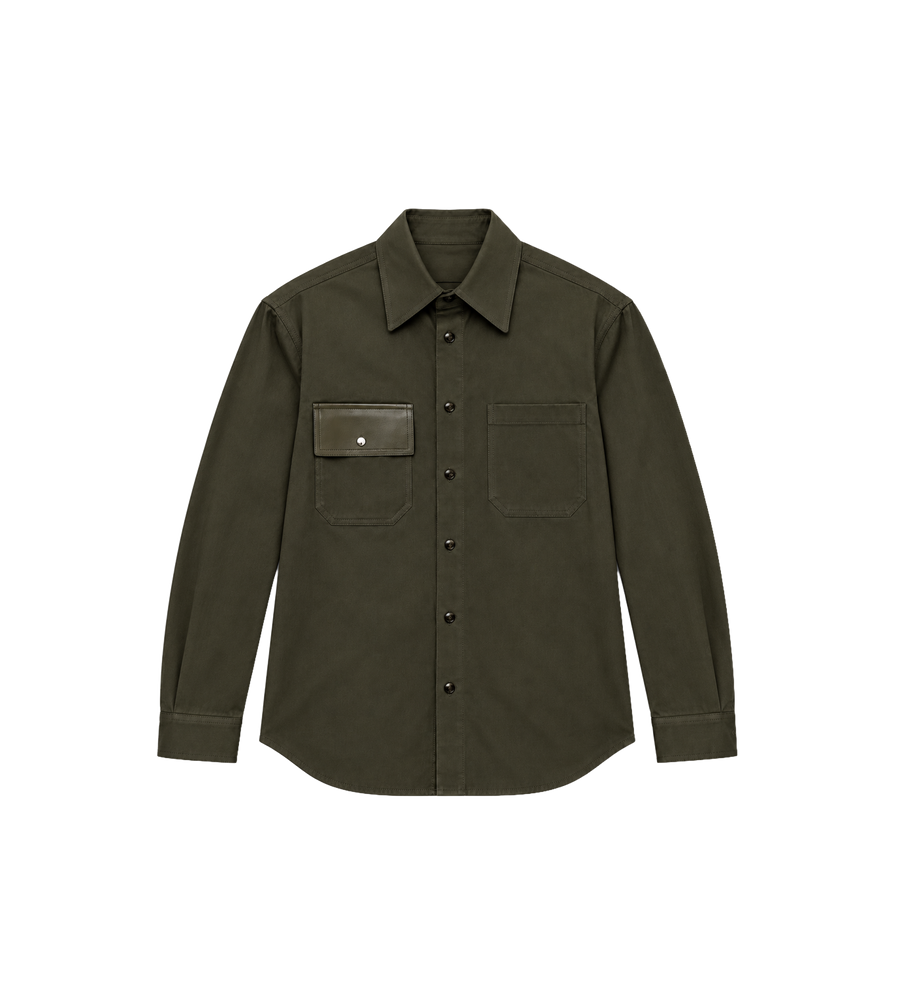 Cotton Gabardine Shirt Dark Juniper