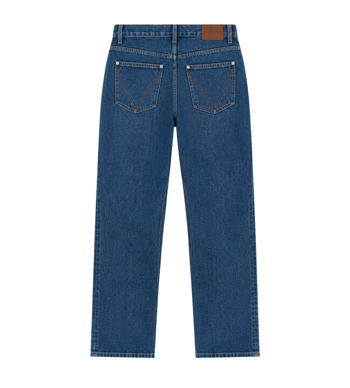 Medium Indigo Jeans Met Wijde Pijpen Middenblauw