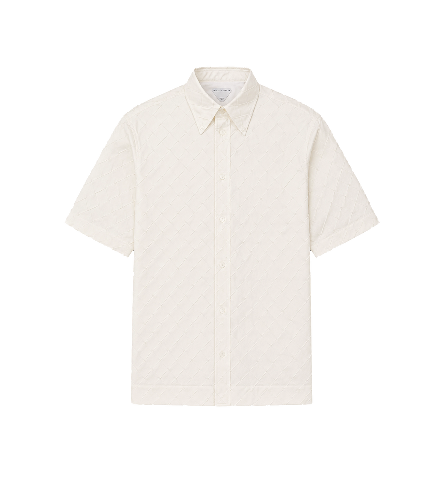 Bottega Veneta Intrecciato katoenen poplin overhemd in wit
