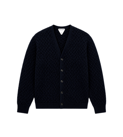 Intrecciato wollen vest in marineblauw