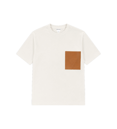 T-shirt met leren zak - Wit