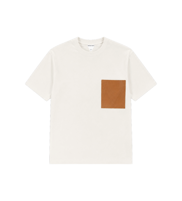 T-shirt met leren zak - Wit