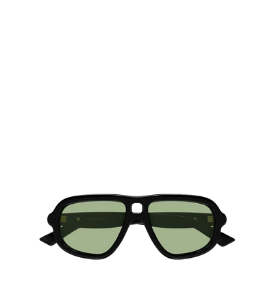 Sophia Ribbon Aviator Sunglasses Black/Green