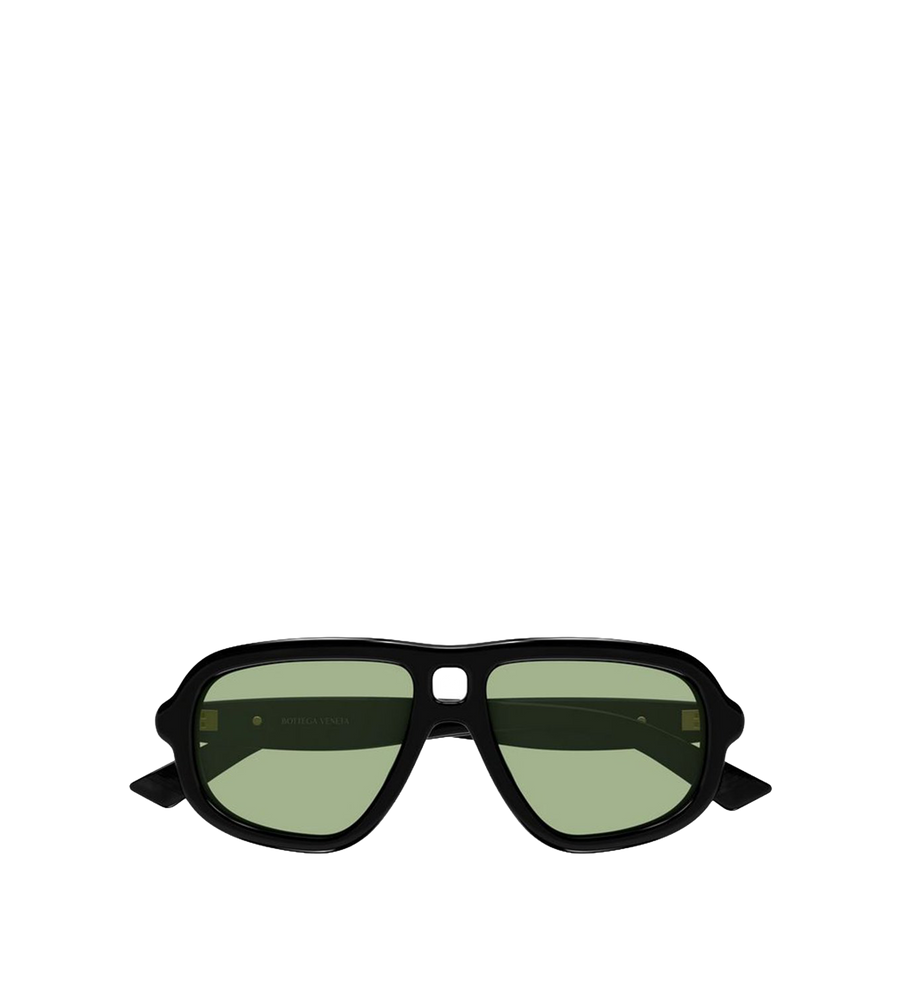 Sophia Ribbon Aviator Sunglasses Black/Green