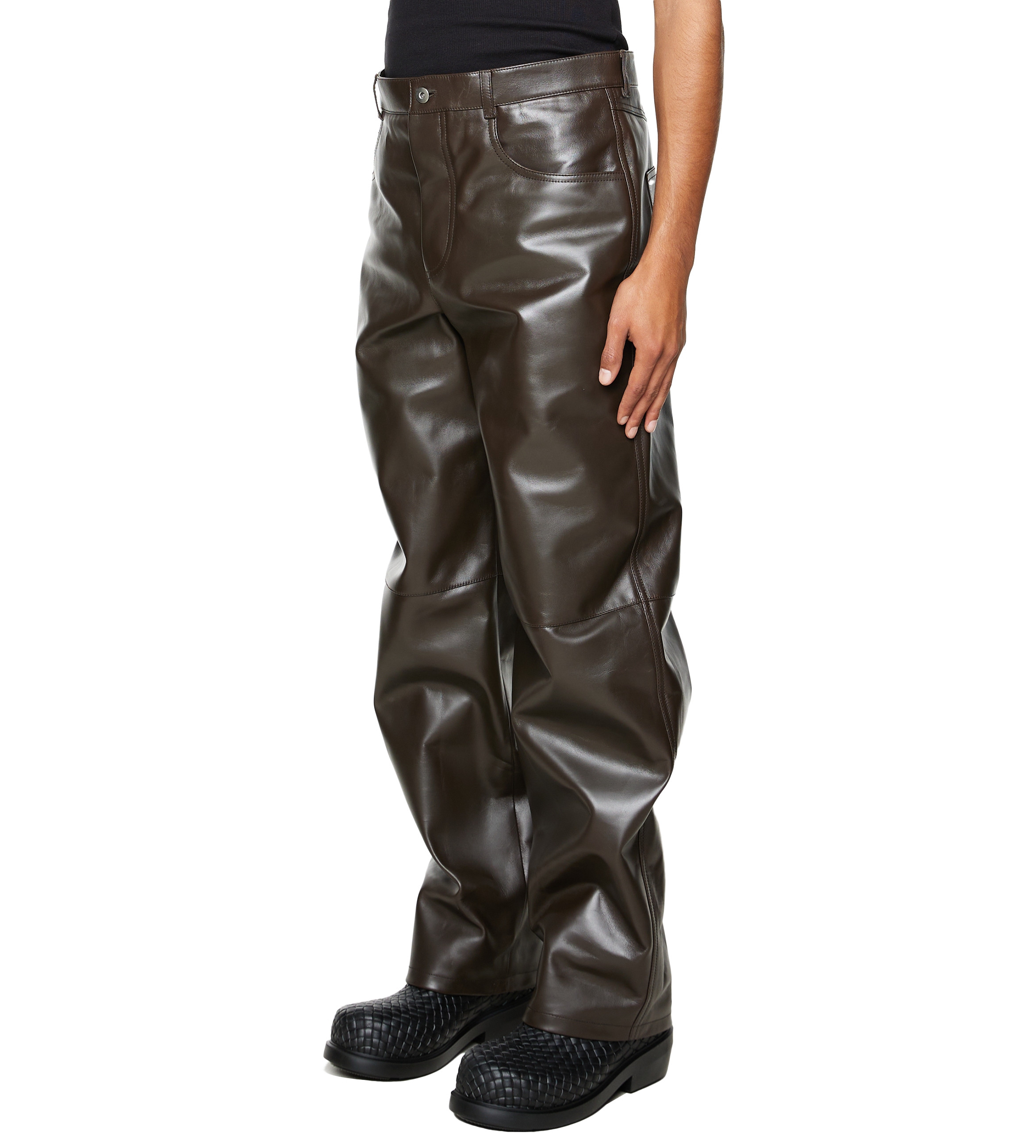 Leather High Waisted Trousers Kale