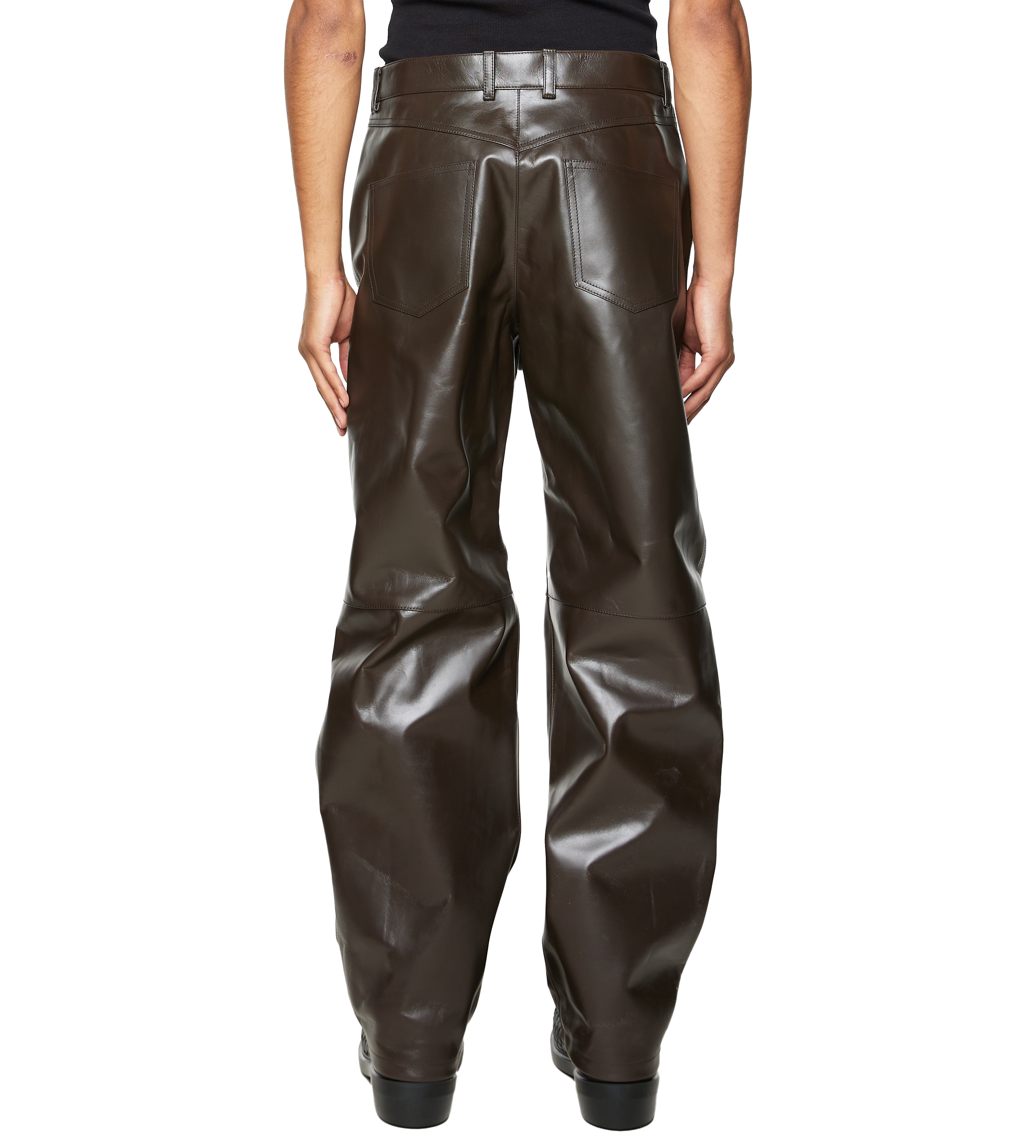 Leather High Waisted Trousers Kale