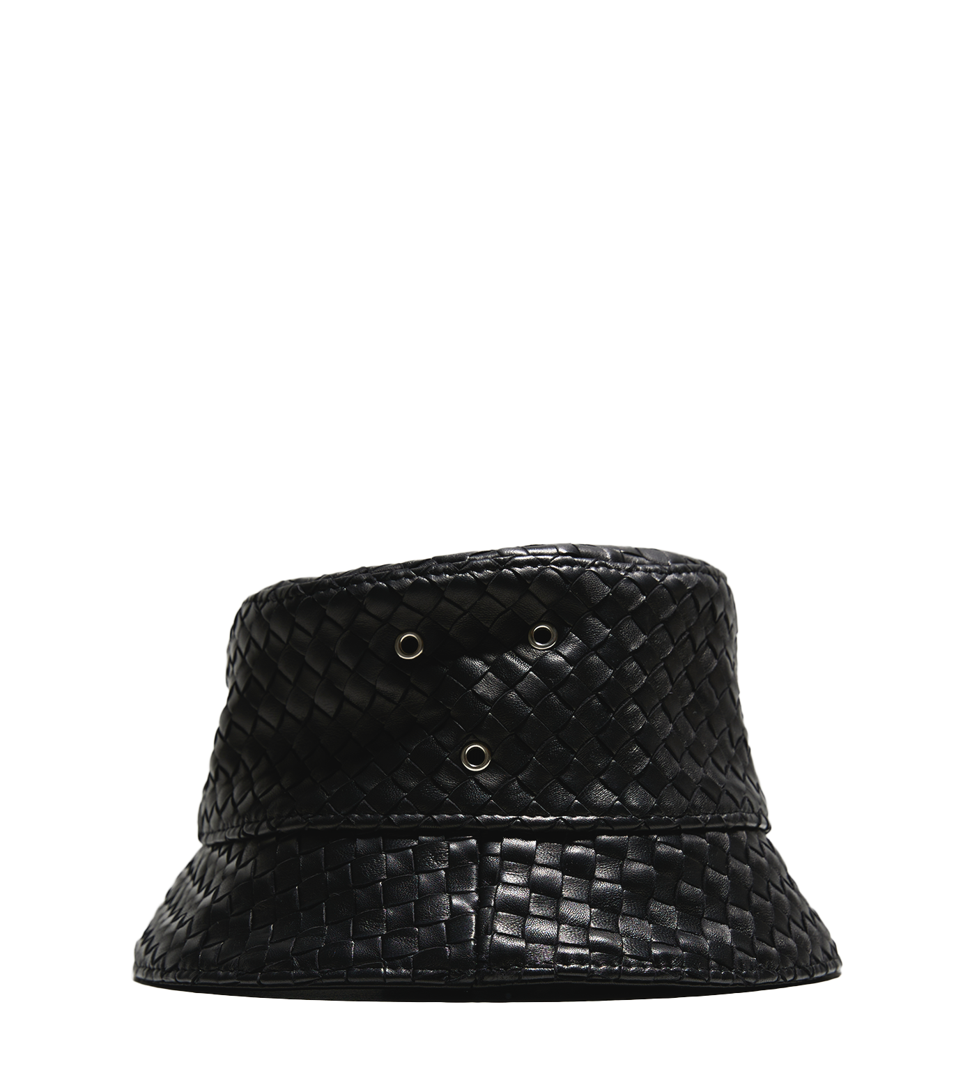 Intrecciato Leather Bucket Hat Black