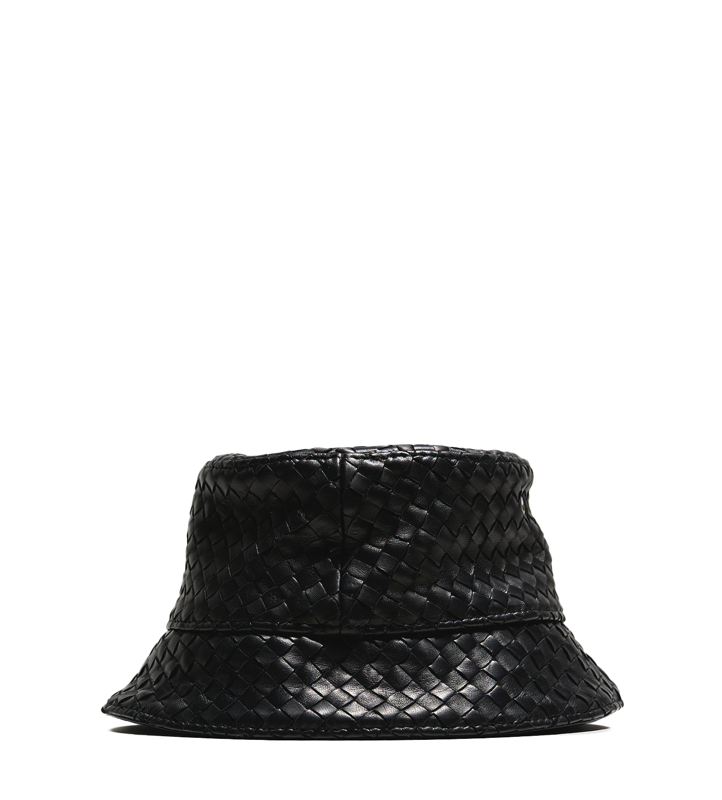 Intrecciato Leather Bucket Hat Black