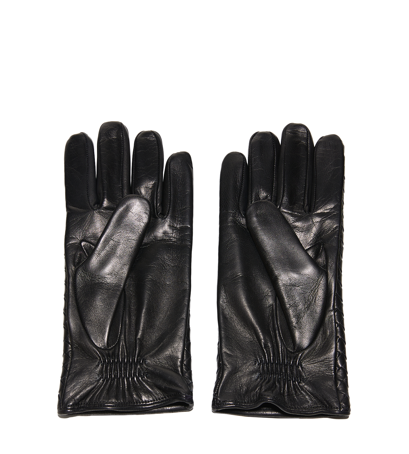 Intrecciato Leather Gloves Black