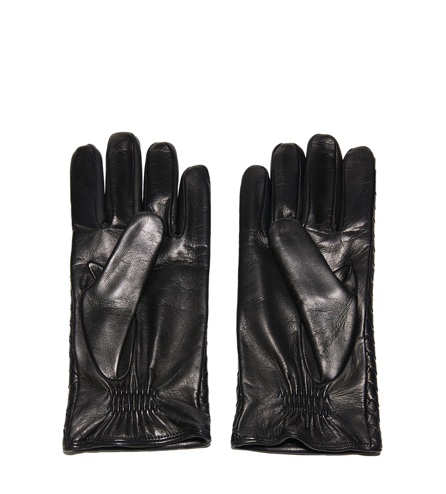 Intrecciato Leather Gloves Black