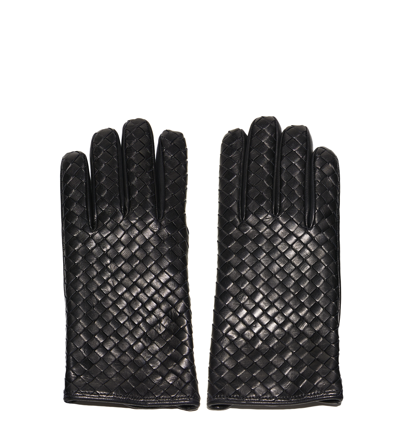 Intrecciato Leather Gloves Black