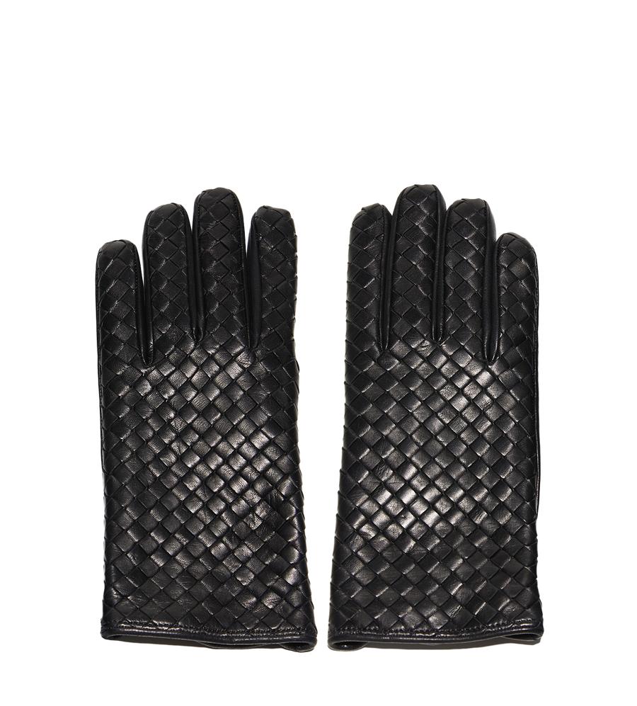 Intrecciato Leather Gloves Black