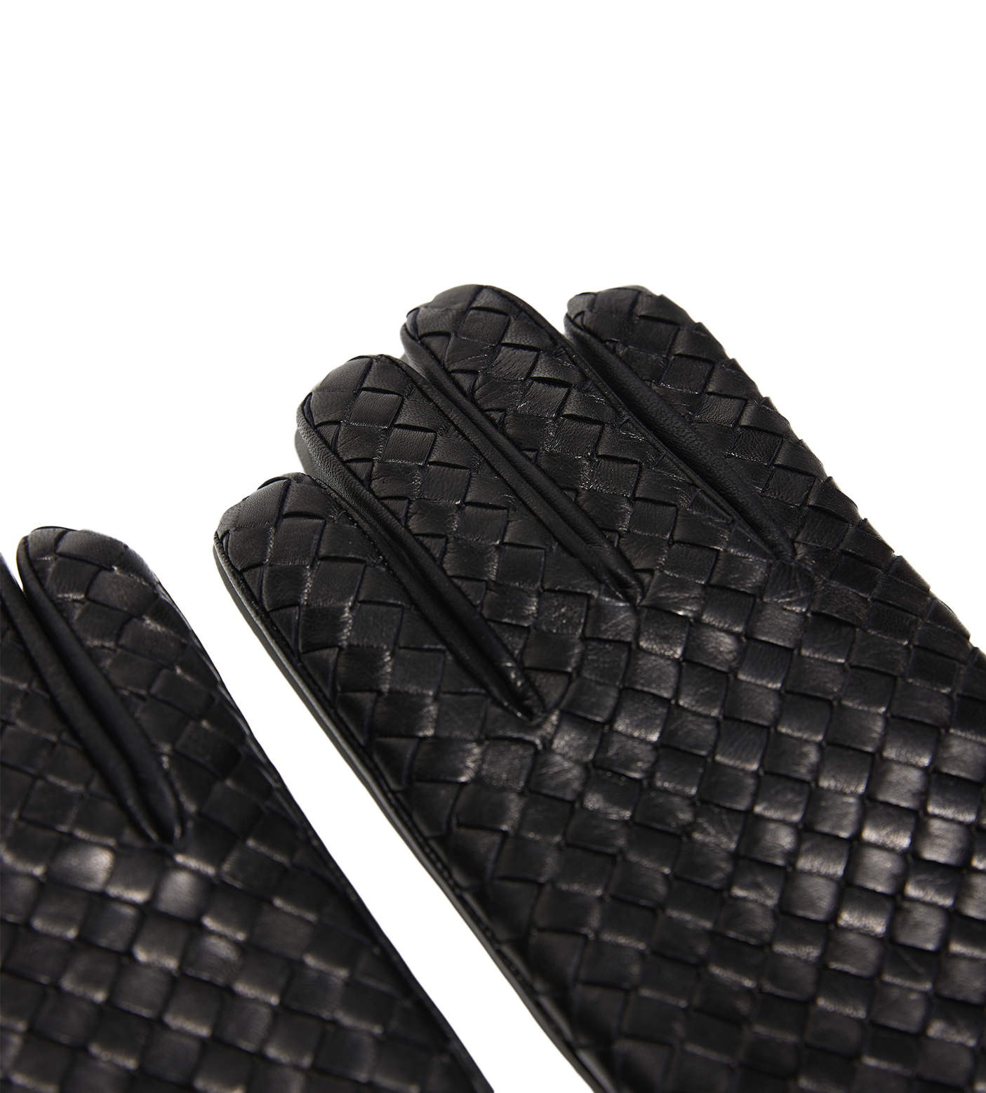 Intrecciato Leather Gloves Black