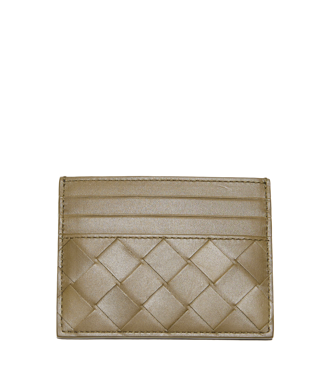 Intrecciato Leather Cardholder Mud
