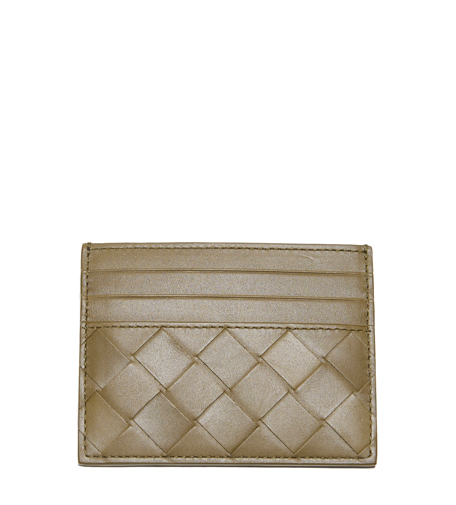 Intrecciato Leather Cardholder Mud