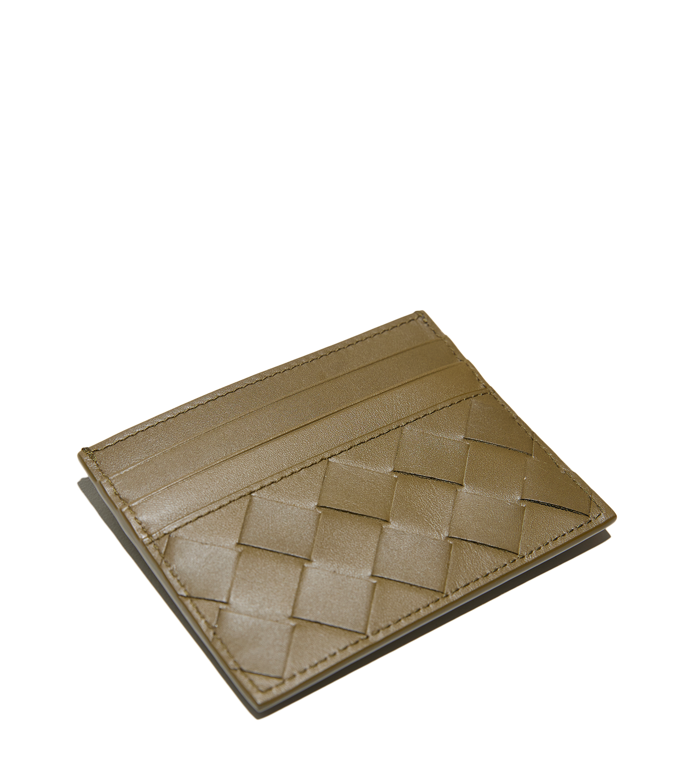 Intrecciato Leather Cardholder Mud