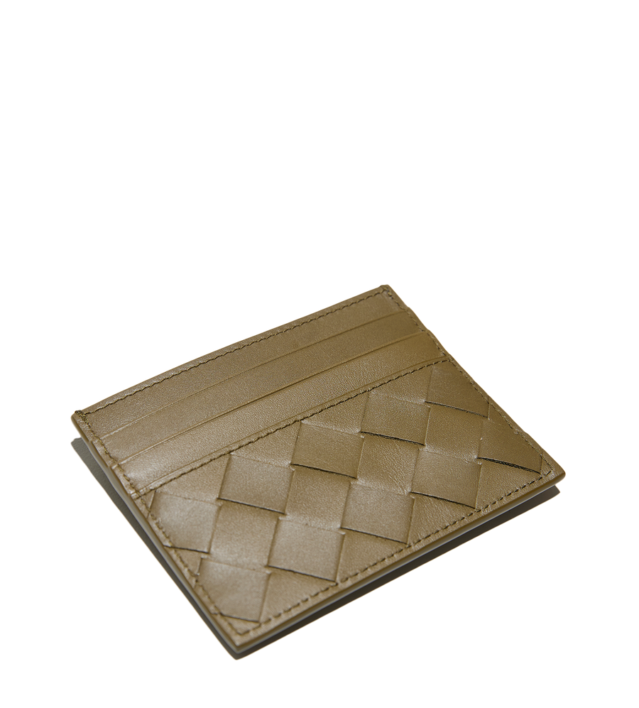Intrecciato Leather Cardholder Mud