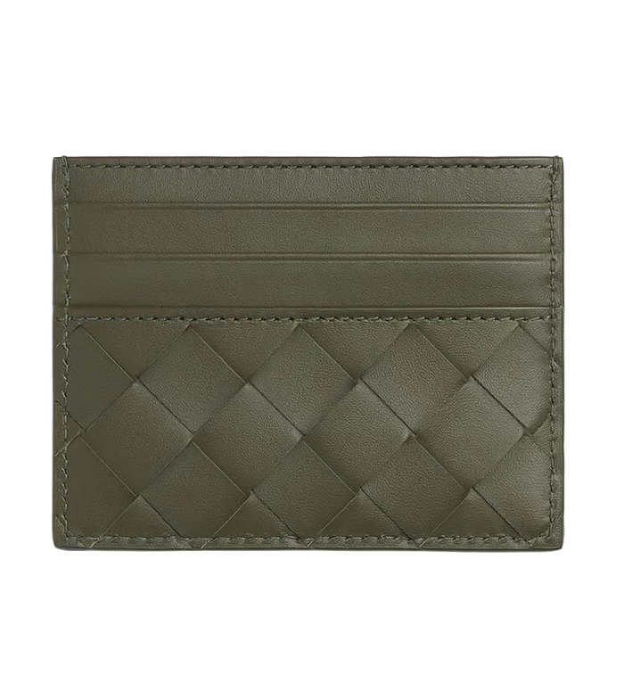 Intrecciato Credit Card Case in Crocodile