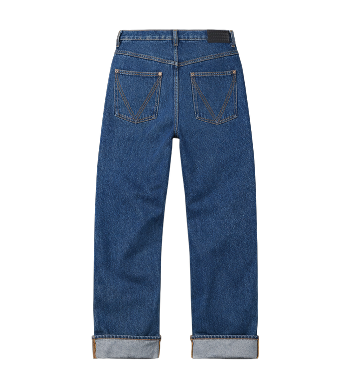 Wide-Leg Denim Jeans in Indigo