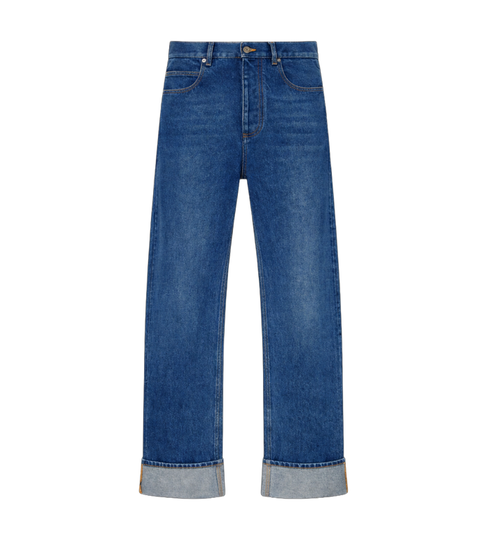 Wide-Leg Denim Jeans in Indigo