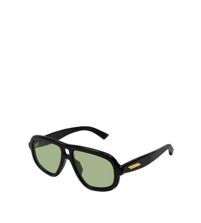 Sophia Ribbon Aviator Sunglasses Black/Green