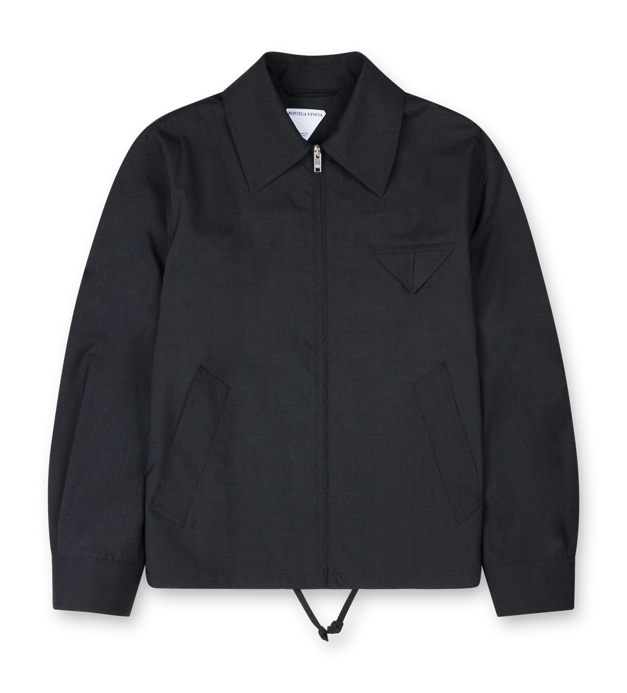 Bottega Veneta Fine Wool Kimono Blouson in Charcoal Melange