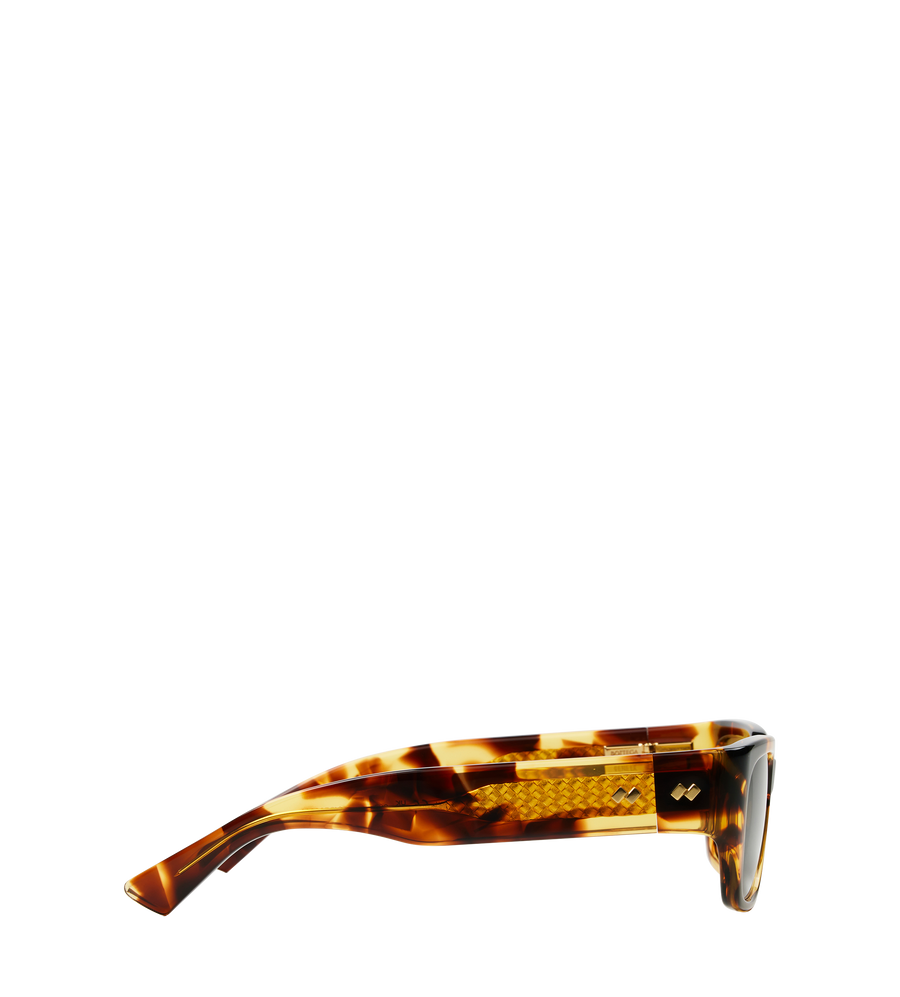 Bottega Veneta Intrecciato Square Sunglasses in Havana Brown