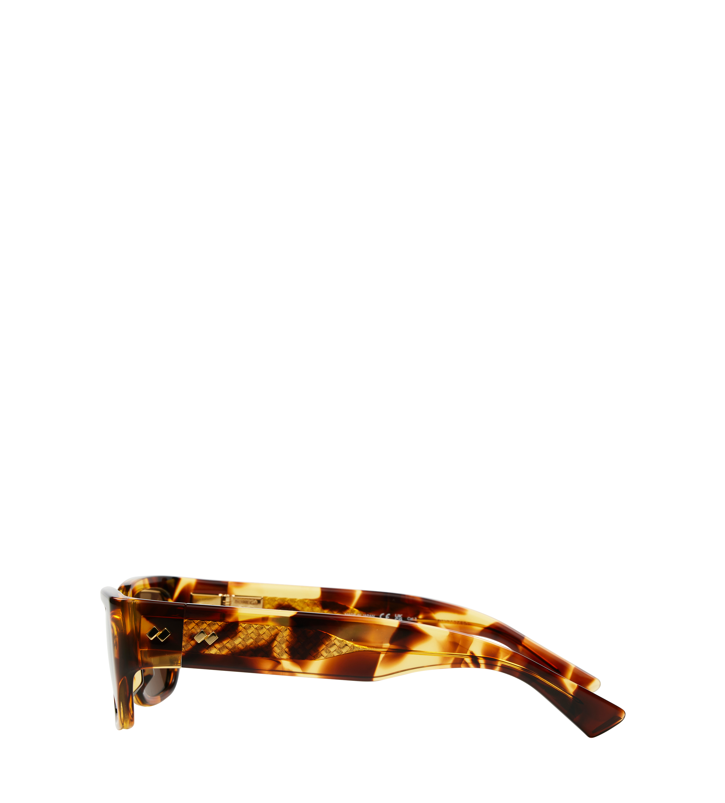 Bottega Veneta Intrecciato Square Sunglasses in Havana Brown