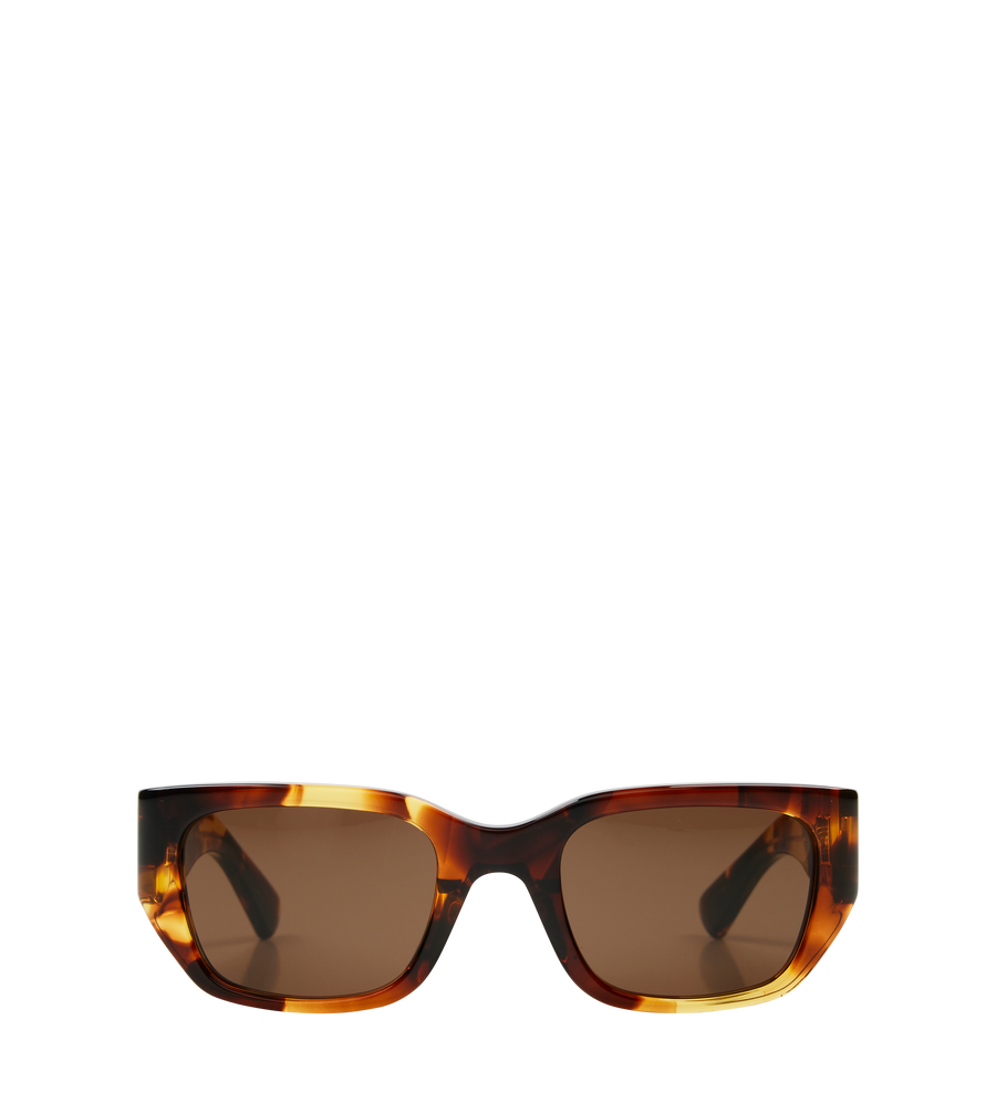 Bottega Veneta Intrecciato Square Sunglasses in Havana Brown