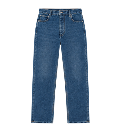 Medium Indigo Jeans Met Wijde Pijpen Middenblauw