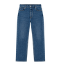 Medium Indigo Jeans Met Wijde Pijpen Middenblauw