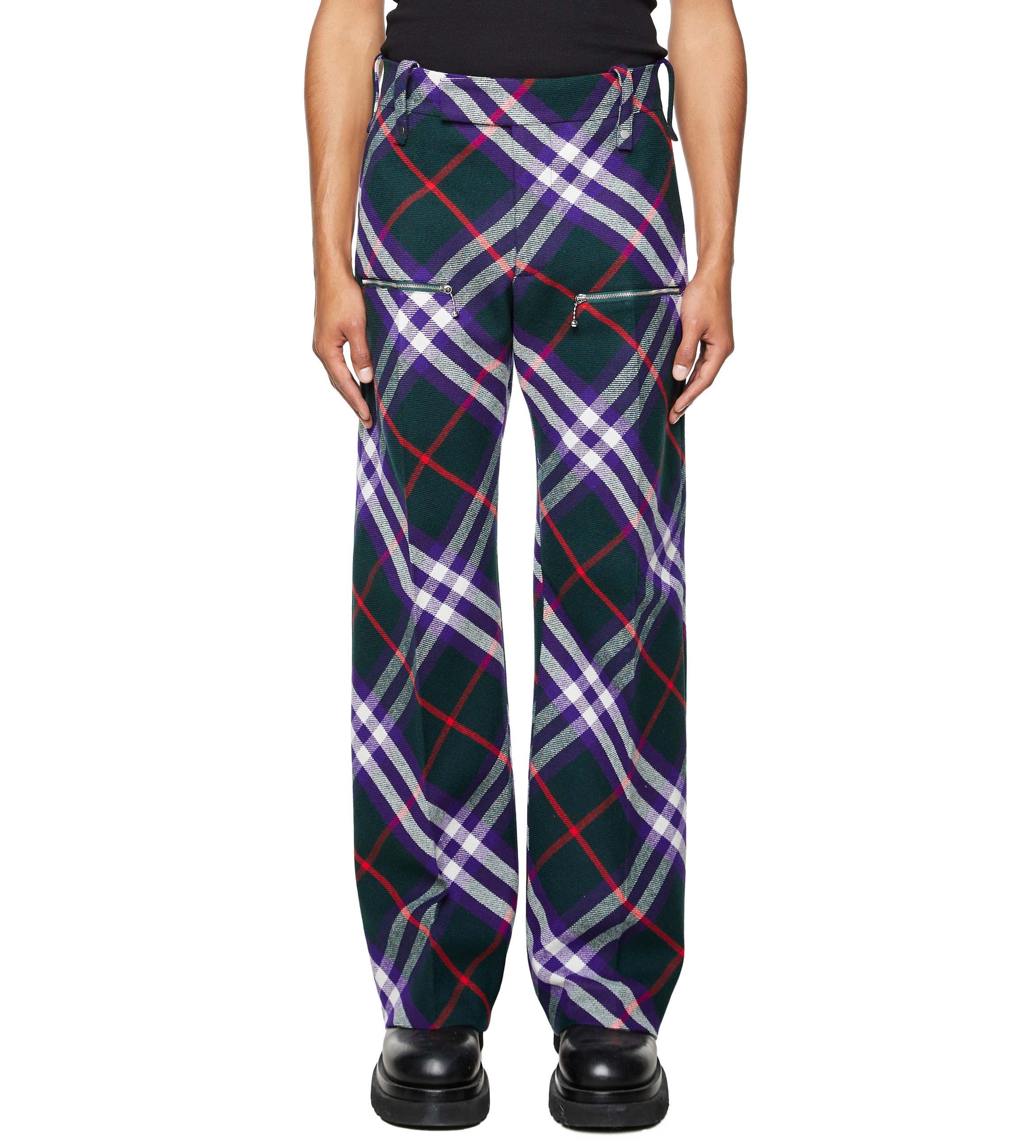 Plaid Check Wool Pants Multicolor