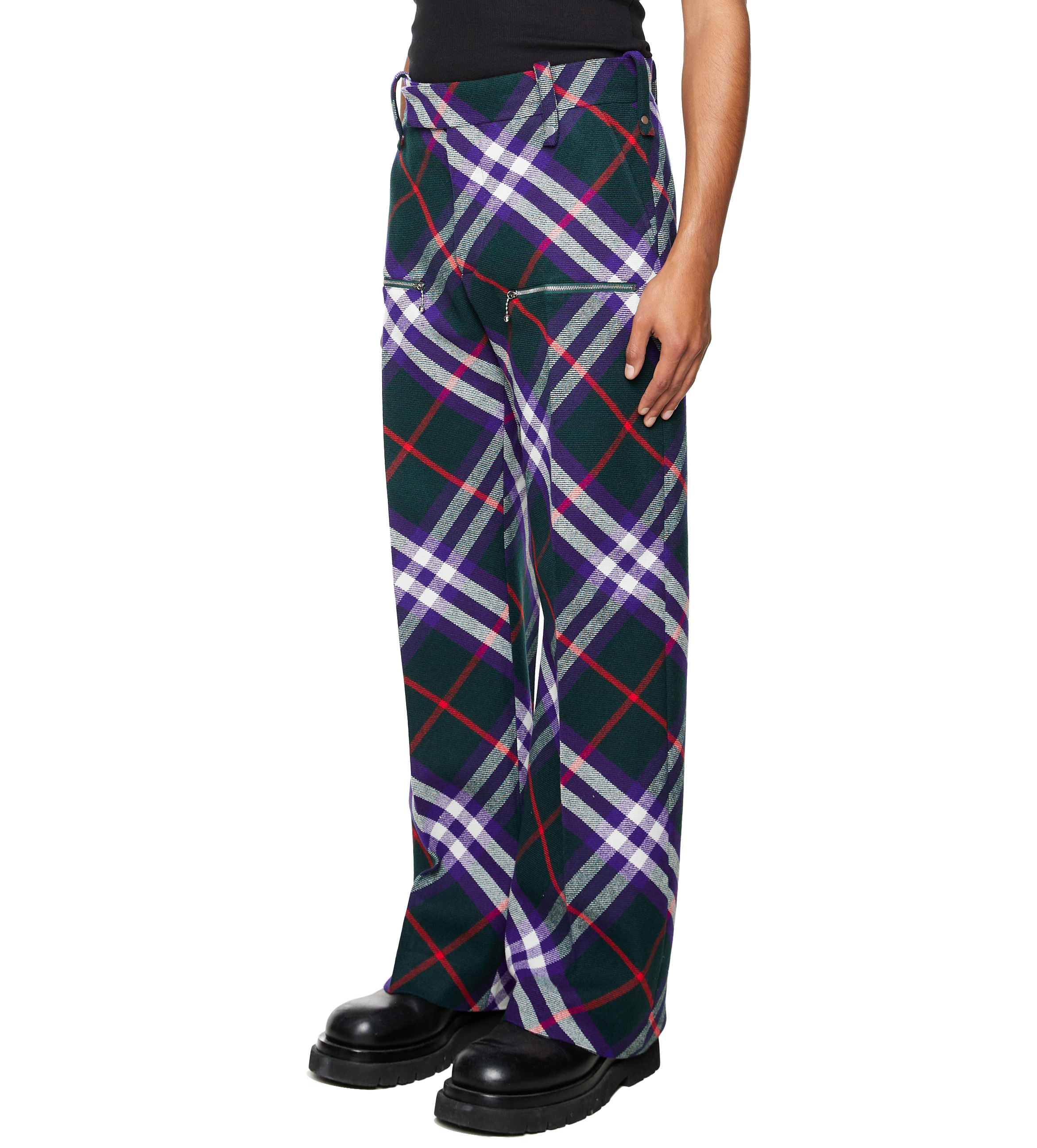 Plaid Check Wool Pants Multicolor