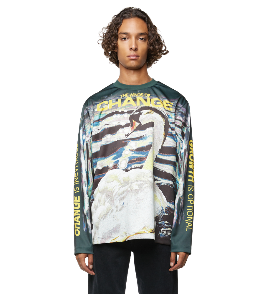Swan Print Long Sleeve Vine