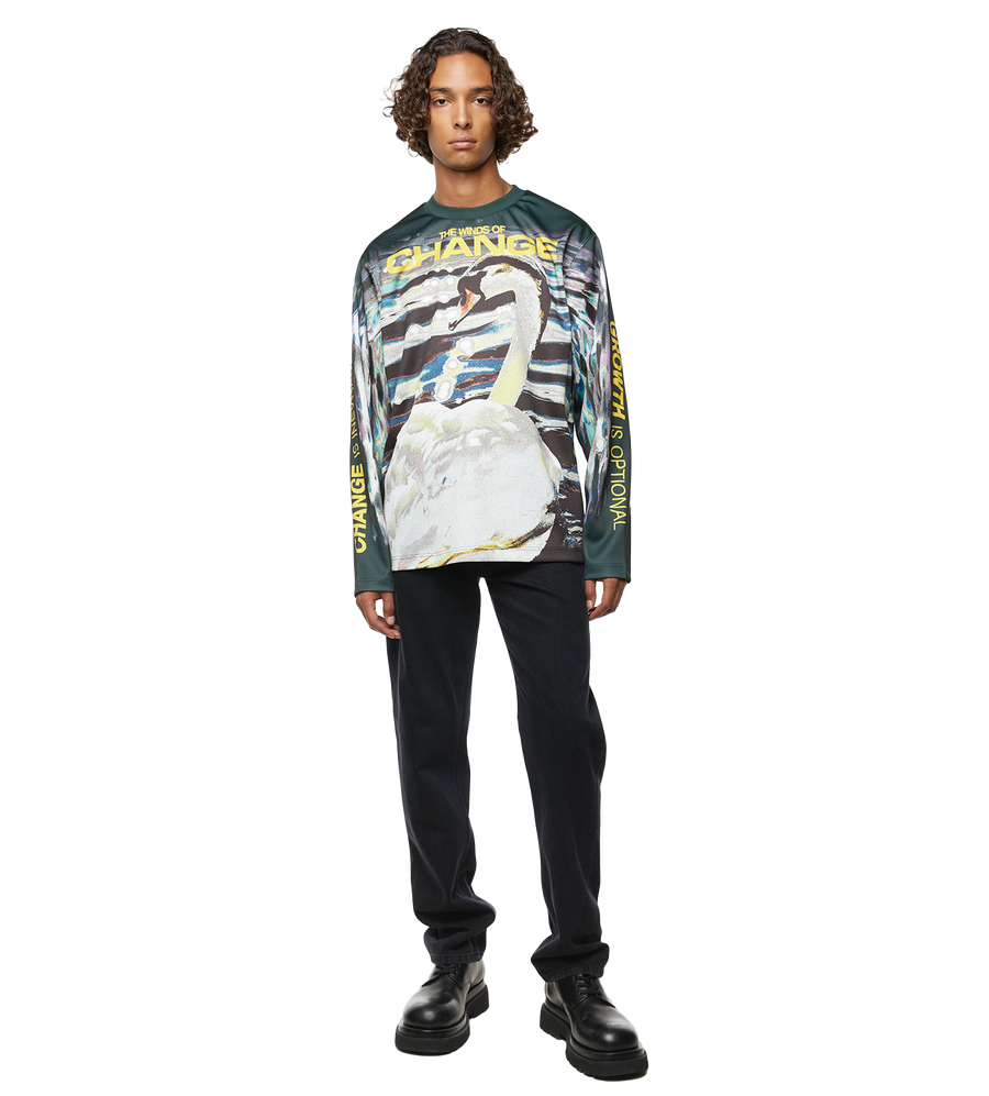 Swan Print Long Sleeve Vine