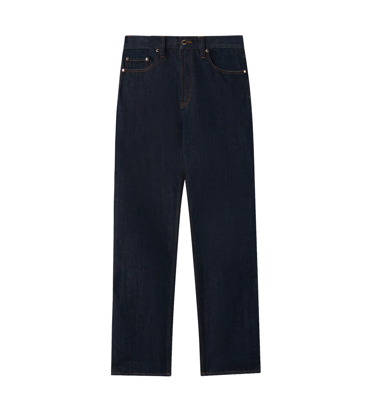 Raw Denim Straight-Leg Jeans Indigo