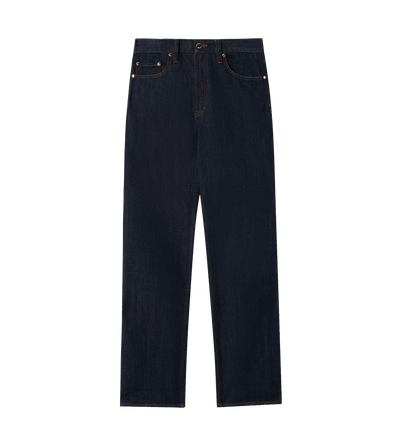 Raw Denim Straight-Leg Jeans Indigo