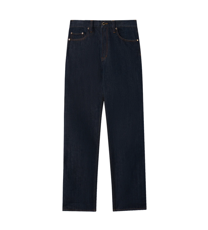 Raw Denim Straight-Leg Jeans Indigo