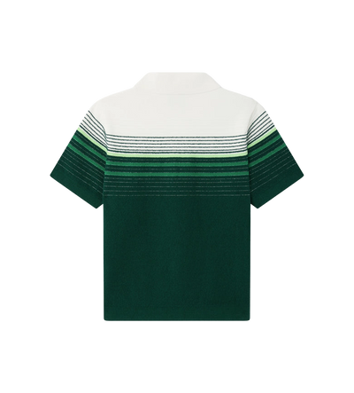Bouclé-streep polo met korte mouwen Wit/Groen