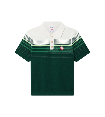 Bouclé-streep polo met korte mouwen Wit/Groen
