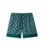 Stralende zijden short met monogram in groen