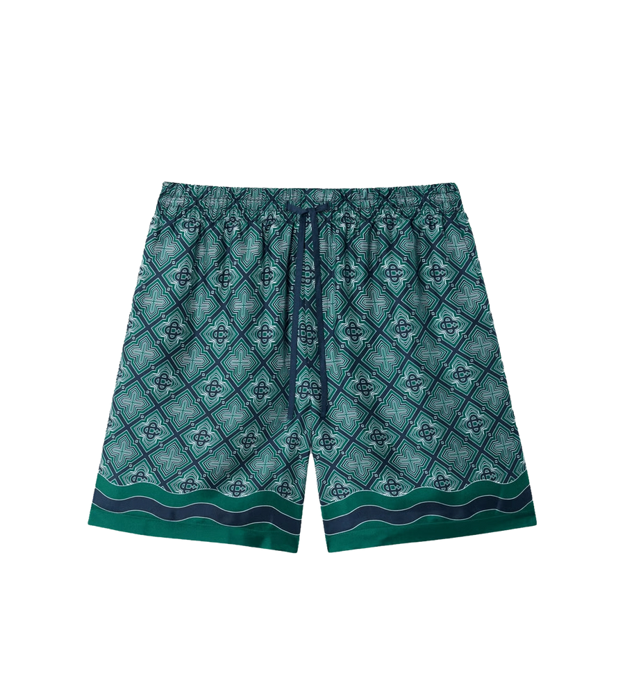 Radiant Monogram Silk Shorts in Green