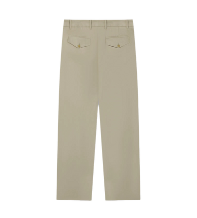 Pleated Straight-Leg Trousers in Light Brown
