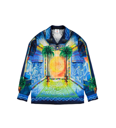 Géométrie Sacrée Long Sleeve Silk Twill Shirt Multicolour
