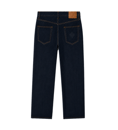 Raw Denim Straight-Leg Jeans Indigo